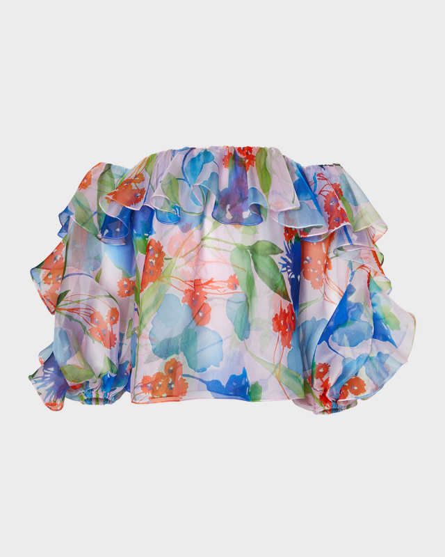 Off-Shoulder Floral-Print Ruffle Top